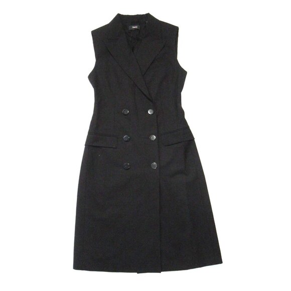 NWT Theory Double Breasted Vest Dress in Black Traceable Wool Sleeveless 0 - Picture 3 of 7